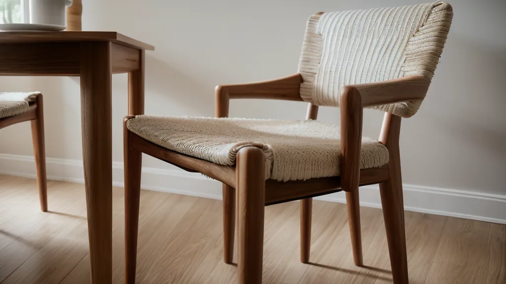 Pata de silla de comedor enganchada en el borde de una alfombra pequeña, el problema típico al delimitar espacios en un salón comedor pequeño